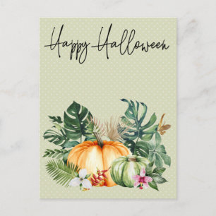 Happy Halloween Hawaii Tropical Pumpkin Postkarte