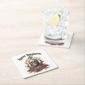 Happy Halloween Head Stone and Skeleton Rechteckiger Pappuntersetzer (Vor Ort)