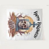 Happy Halloween Head Stone and Skeleton Wandteppich (Vorderseite (Horizontal))