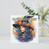 Happy Halloween | Herbst-Hexendarstellung Karte (Stehend Vorderseite)