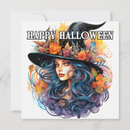 Happy Halloween | Herbst-Hexendarstellung Karte