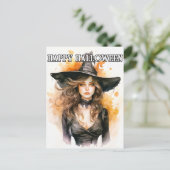 Happy Halloween | Herbst-Hexendarstellung Postkarte (Stehend Vorderseite)