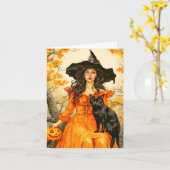 Happy Halloween Herbsthexe Karte (Gelbe Blume)