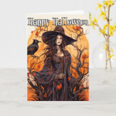 Happy Halloween | Herbsthexe Karte (Gelbe Blume)