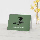 Happy Halloween, Hexe auf Broomstick Karte (Gelbe Blume)