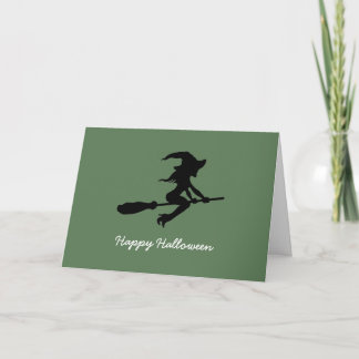 Happy Halloween, Hexe auf Broomstick Karte