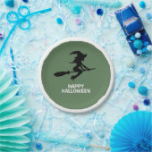 Happy Halloween, Hexe auf Broomstick Pappteller (Party)