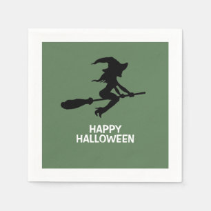 Happy Halloween, Hexe auf Broomstick Serviette