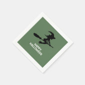 Happy Halloween, Hexe auf Broomstick Serviette (Ecke)