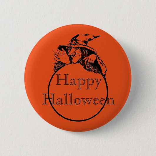 Happy Halloween Hexe Button (Vorderseite)