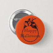 Happy Halloween Hexe Button (Vorne & Hinten)
