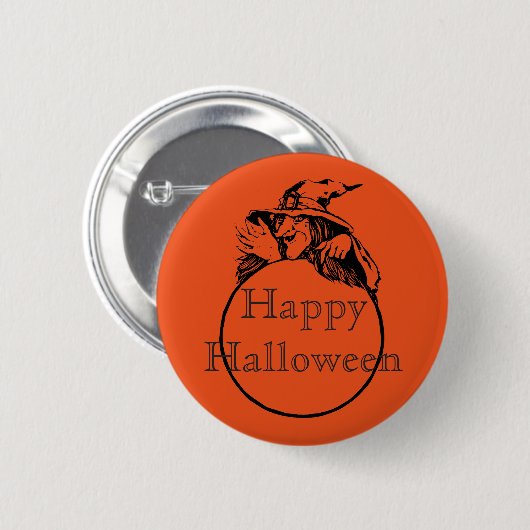 Happy Halloween Hexe Button (Vorne & Hinten)