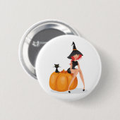 Happy Halloween Hexe Button (Vorne & Hinten)