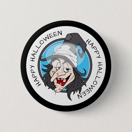 Happy Halloween Hexe Button (Vorderseite)
