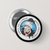 Happy Halloween Hexe Button (Vorne & Hinten)