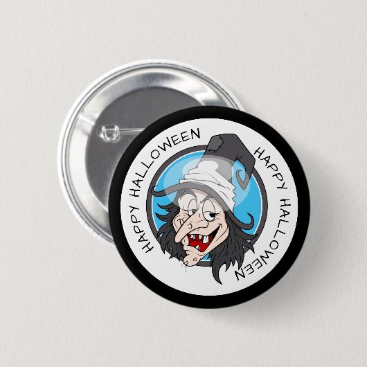 Happy Halloween Hexe Button (Vorne & Hinten)