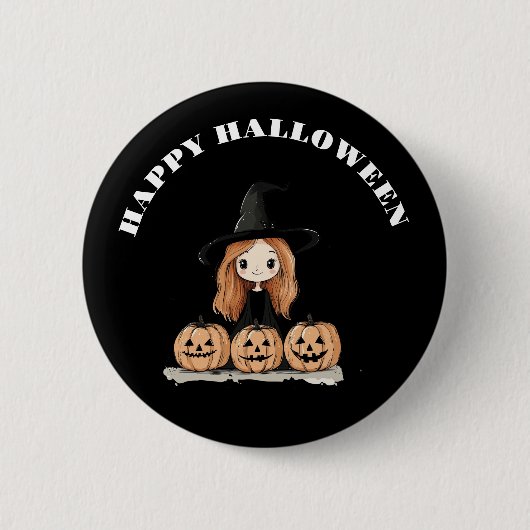 Happy Halloween Hexe Button (Vorderseite)