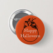 Happy Halloween Hexe Button (Vorne & Hinten)