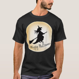 Happy Halloween Hexe fliegt auf einem Broomstick C T-Shirt