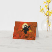 Happy Halloween Hexe Karte (Gelbe Blume)