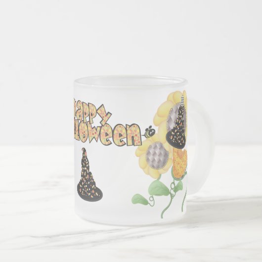 Happy Halloween Hexe Mattglastasse (VorderseiteRechts)