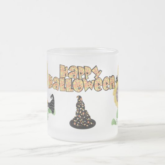 Happy Halloween Hexe Mattglastasse (Mittel)