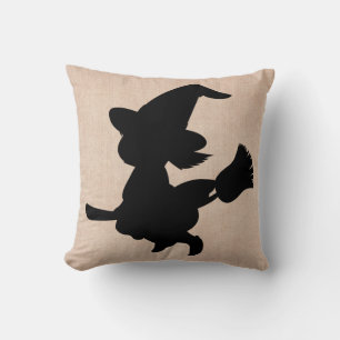 Happy Halloween Hexe mit Broom Burlap Kissen