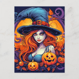 Happy Halloween Hexe Postkarte