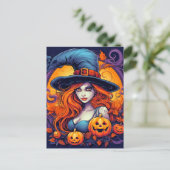 Happy Halloween Hexe Postkarte (Stehend Vorderseite)