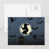 Happy Halloween Hexe Postkarte (Vorne/Hinten)