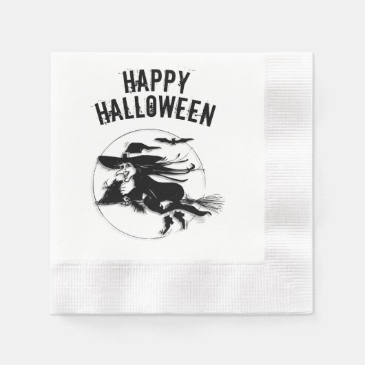 Happy Halloween Hexe Serviette (Vorderseite)