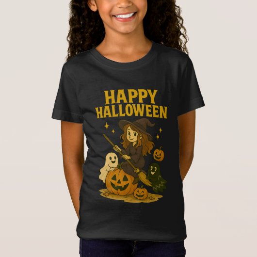 Happy Halloween Hexe T-Shirt (Vorderseite)