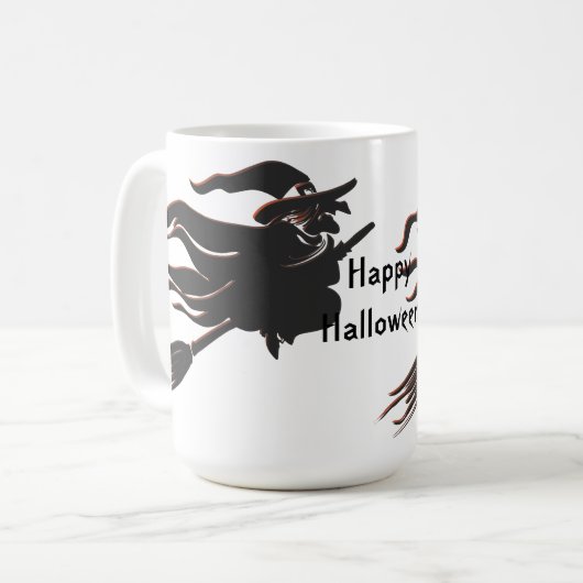Happy Halloween Hexe Tasse (Vorderseite Links)