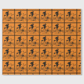 Happy Halloween Hexe und Fledermäuse Geschenkpapier (Flach)