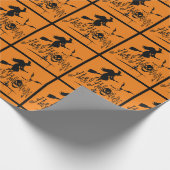 Happy Halloween Hexe und Fledermäuse Geschenkpapier (Ecke)