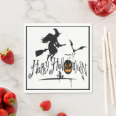 Happy Halloween Hexe und Fledermäuse Serviette (Beispiel)