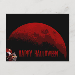 Happy Halloween - Hexe und Mond - Postkarte