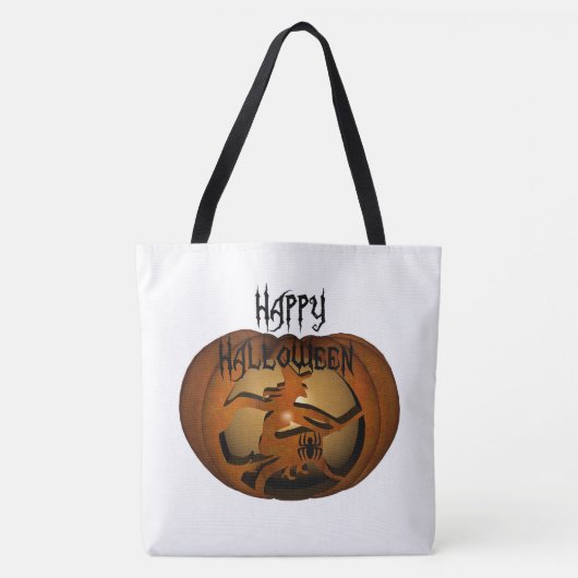 Happy Halloween Hexe und Pumpkin Tasche (Vorderseite)