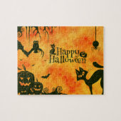 Happy Halloween Hexen Cats Spiders Owls Pumpkins Puzzle (Horizontal)