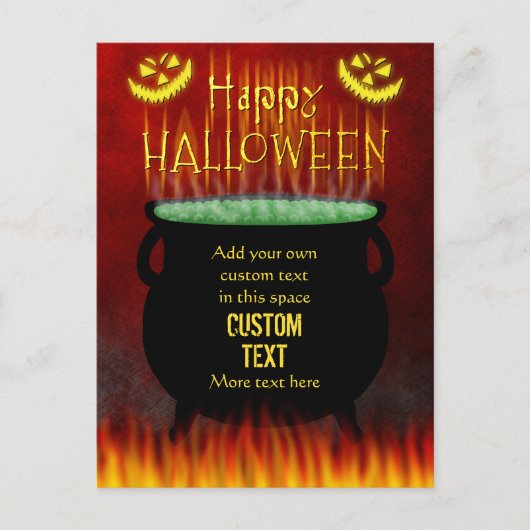 Happy Halloween Hexen Cauldron Feuer Custom Postkarte (Vorderseite)