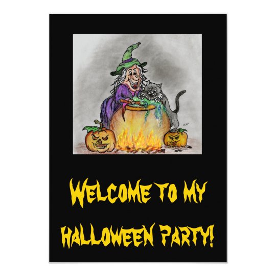 Happy Halloween Hexen-Katze 12,7 X 17,8 Cm Einladungskarte