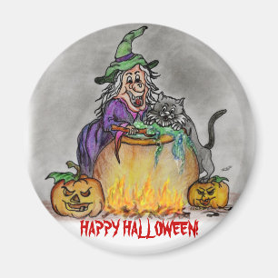 Happy Halloween Hexen-Katze Magnet