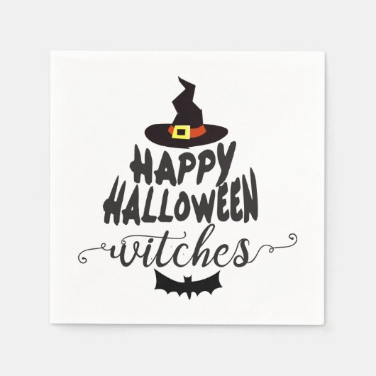 Happy Halloween Hexen Typografie Halloween Serviette (Vorderseite)