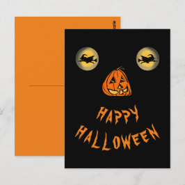 Happy Halloween Hexenaugen und Kürbisnase Postkarte