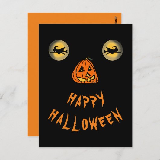 Happy Halloween Hexenaugen und Kürbisnase Postkarte (Vorne/Hinten)