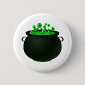 Happy Halloween Hexenblase Cauldron Green Magic Button (Vorderseite)