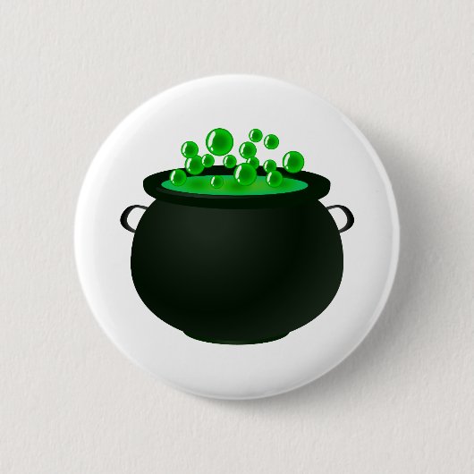 Happy Halloween Hexenblase Cauldron Green Magic Button (Vorderseite)