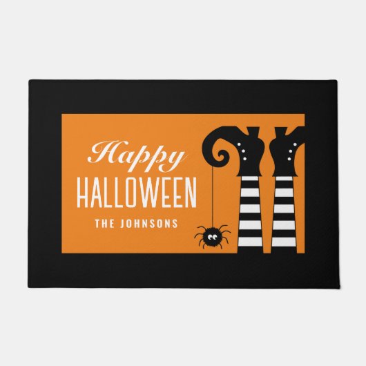 Happy Halloween Hexenfüßchen Orange Fußmatte (Vorderseite)