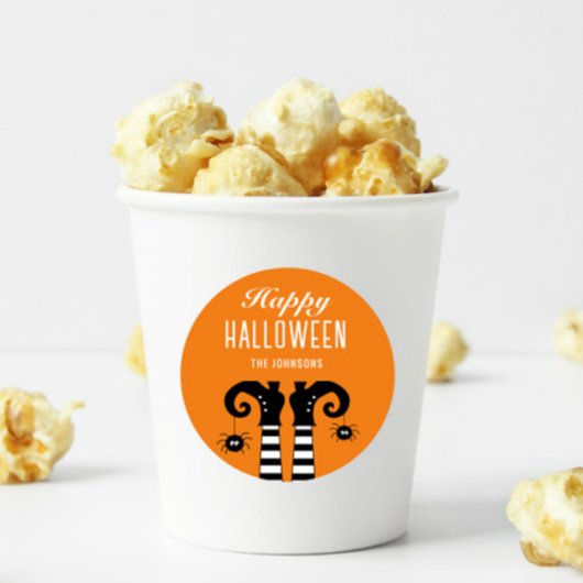 Happy Halloween Hexenfüßchen Orange Square Sticker