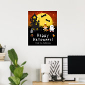 Happy Halloween Hexenghost Orange Party Sign Poster (Heimbüro)